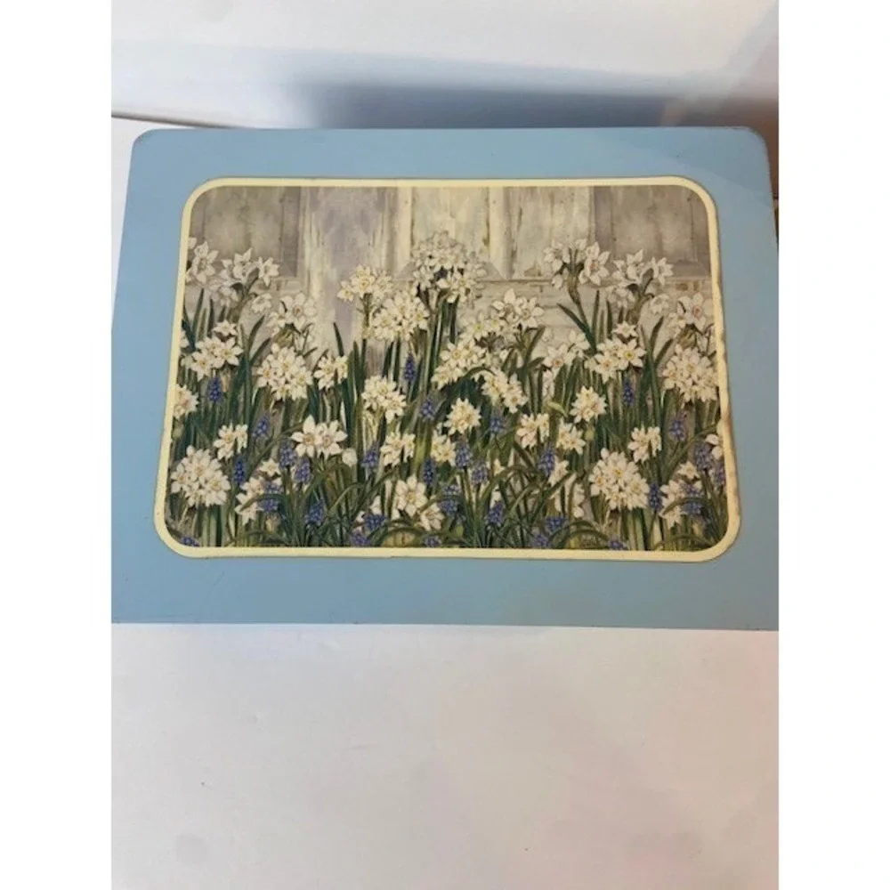 Blue Floral Wooden Keepsake Box with Stationery Set Kathryn White 2003
